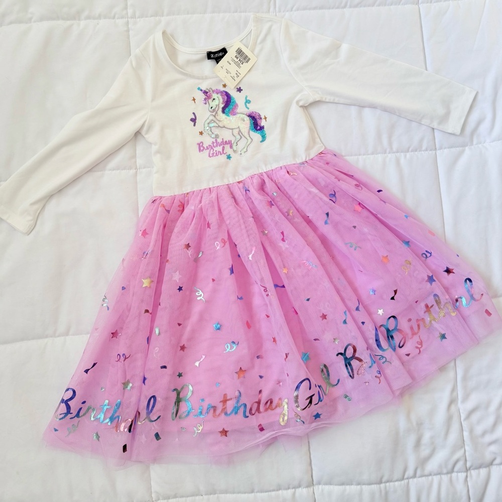 Zunie Birthday Girl Dress with Unicorn